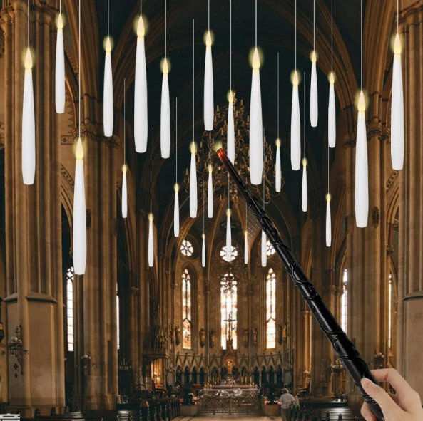 Flytande LED-ljusstake med magisk stav utan låga