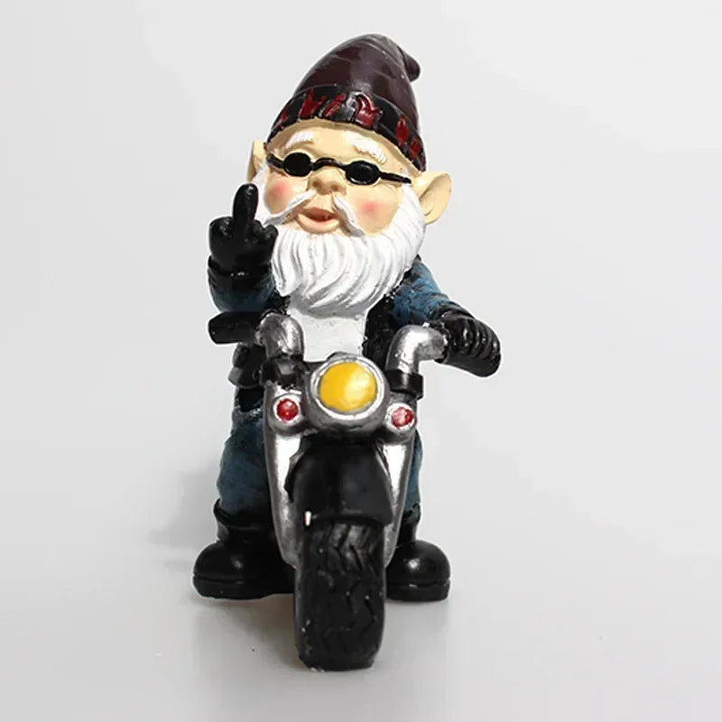 Trädgårdstomte Dvärg Statue Cyklande Gamle Man Resin Dekor