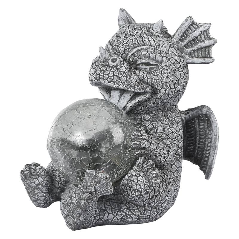 Trädgårdsstaty - Draconis - Solbelysning - Harpiks Draakstaty lampa