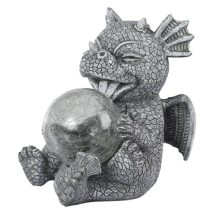 Trädgårdsstaty - Draconis - Solbelysning - Harpiks Draakstaty lampa