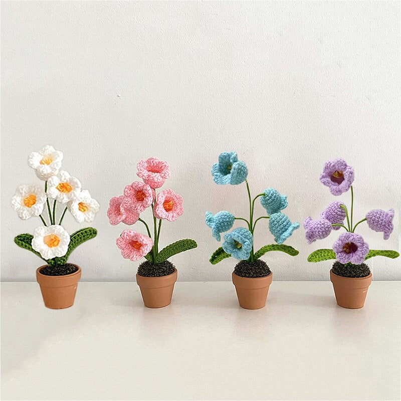 Crochet Blomkruka Dekoration Med Keramisk Bas