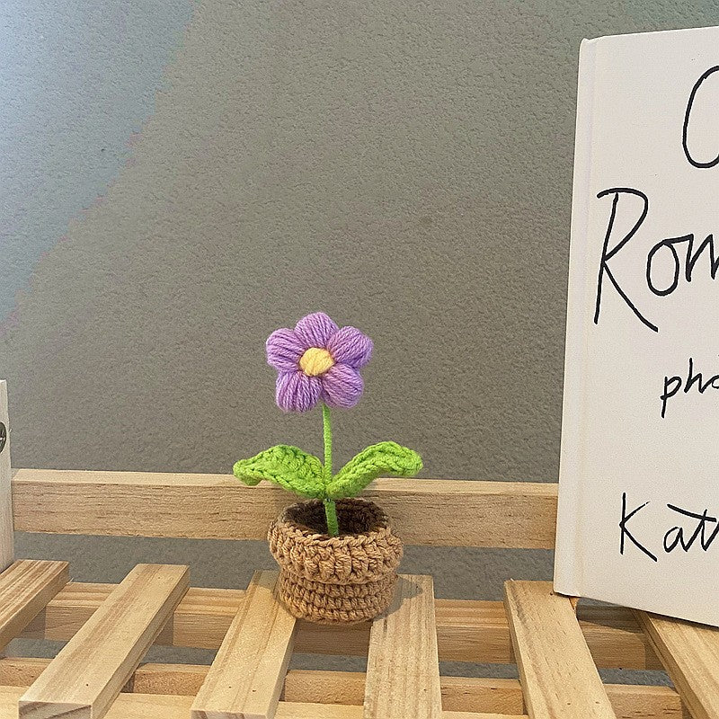 Crochet Blomkruka Dekoration Med Keramisk Bas