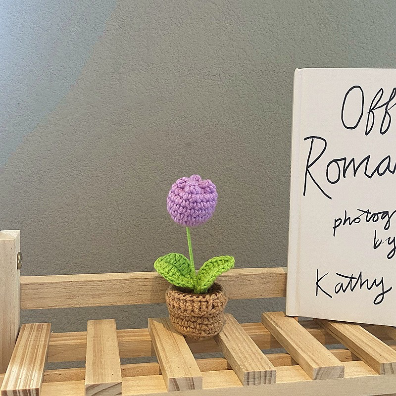 Crochet Blomkruka Dekoration Med Keramisk Bas