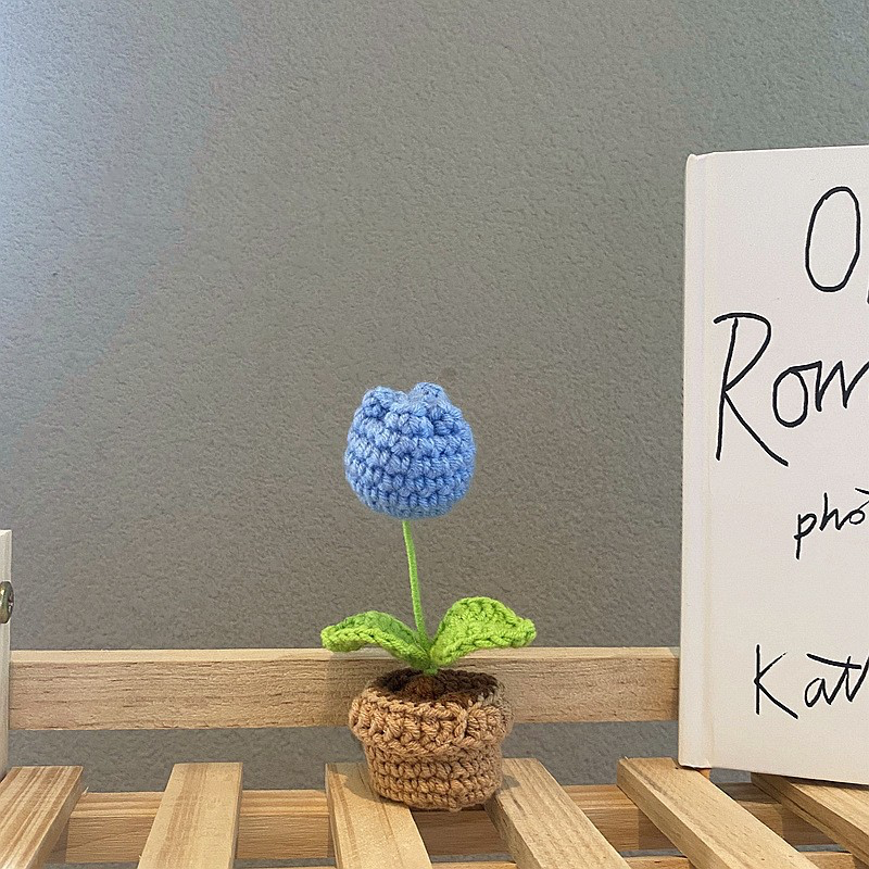 Crochet Blomkruka Dekoration Med Keramisk Bas