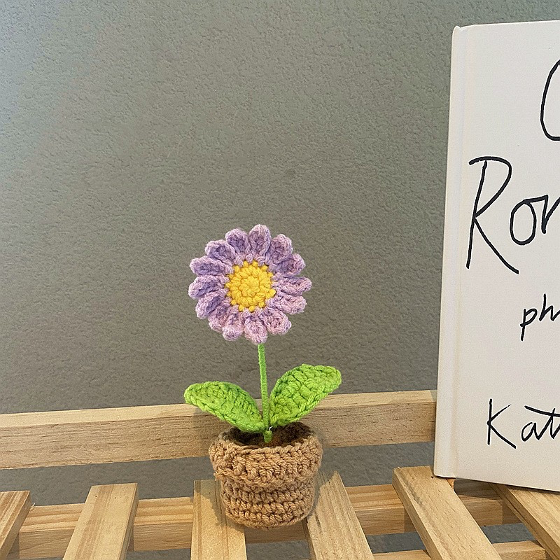Crochet Blomkruka Dekoration Med Keramisk Bas