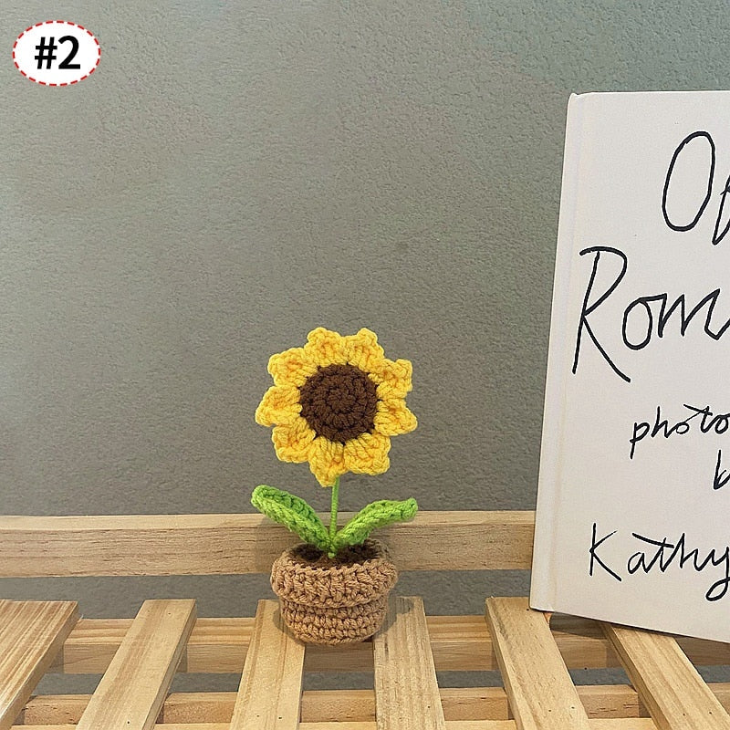 Crochet Blomkruka Dekoration Med Keramisk Bas