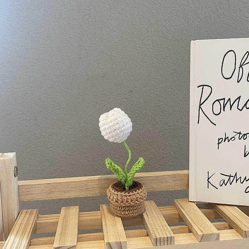 Crochet Blomkruka Dekoration Med Keramisk Bas