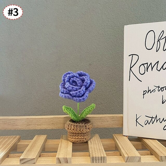 Crochet Blomkruka Dekoration Med Keramisk Bas