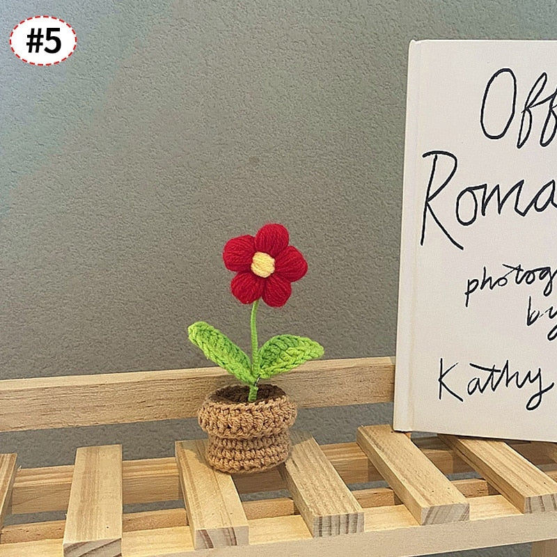 Crochet Blomkruka Dekoration Med Keramisk Bas