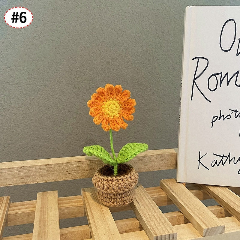 Crochet Blomkruka Dekoration Med Keramisk Bas