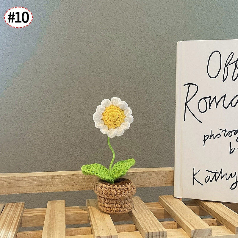 Crochet Blomkruka Dekoration Med Keramisk Bas