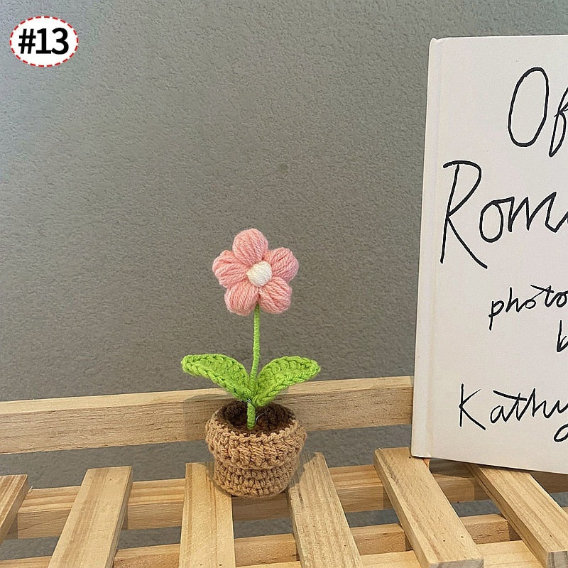 Crochet Blomkruka Dekoration Med Keramisk Bas