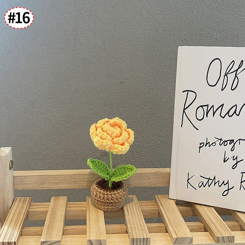 Crochet Blomkruka Dekoration Med Keramisk Bas