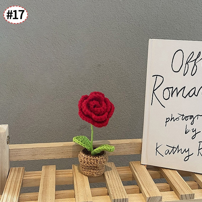 Crochet Blomkruka Dekoration Med Keramisk Bas