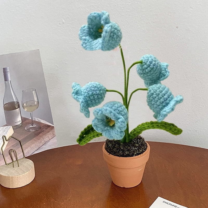 Crochet Blomkruka Dekoration Med Keramisk Bas