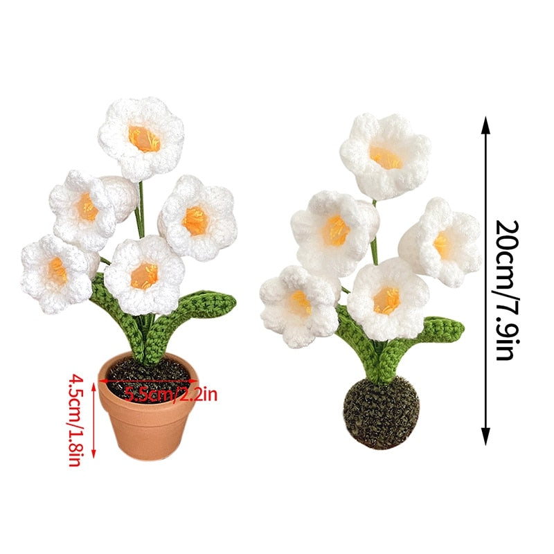 Crochet Blomkruka Dekoration Med Keramisk Bas