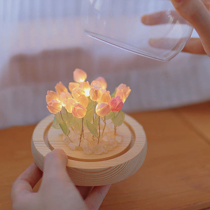 Handgjord Tulpan Nattlampa Mjukt Ljus Sovrum Skrivbord Dekor