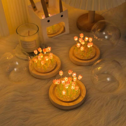 Handgjord Tulpan Nattlampa Mjukt Ljus Sovrum Skrivbord Dekor