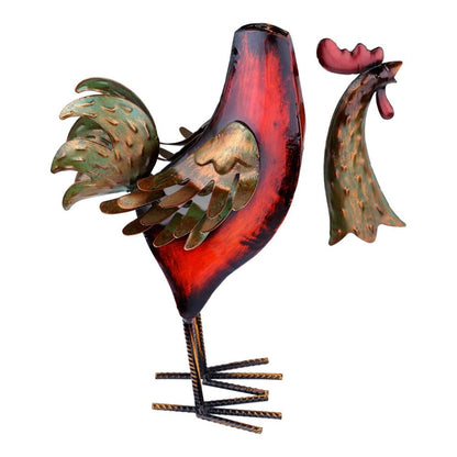 Iron Rooster Sculpture Miniature för Trädgårdsdekoration