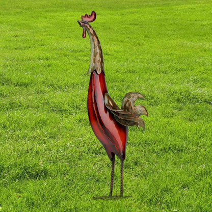 Iron Rooster Sculpture Miniature för Trädgårdsdekoration