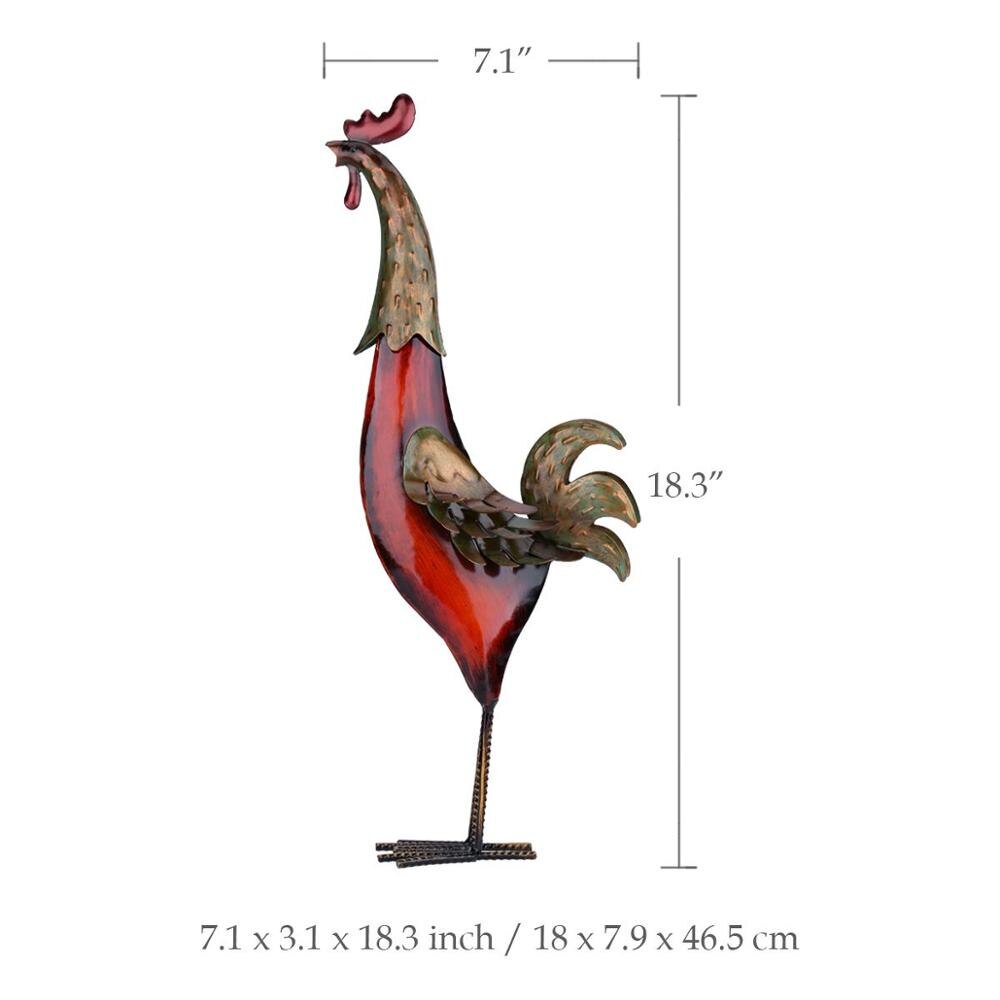 Iron Rooster Sculpture Miniature för Trädgårdsdekoration