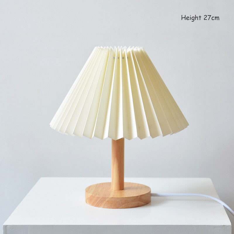 Koreansk Retro Plisserad Bordslampa för Elegant Hembelysning