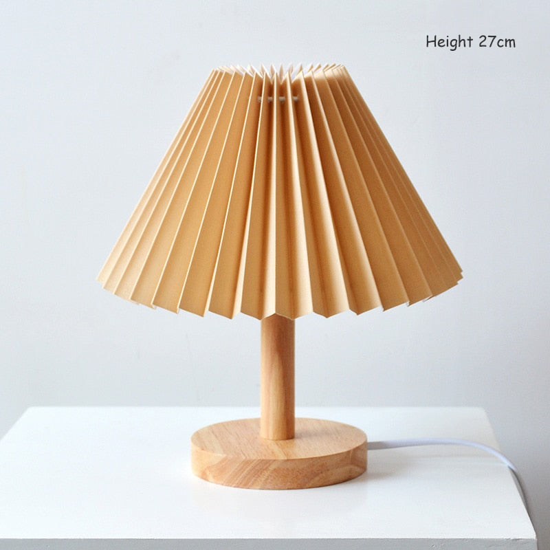 Koreansk Retro Plisserad Bordslampa för Elegant Hembelysning