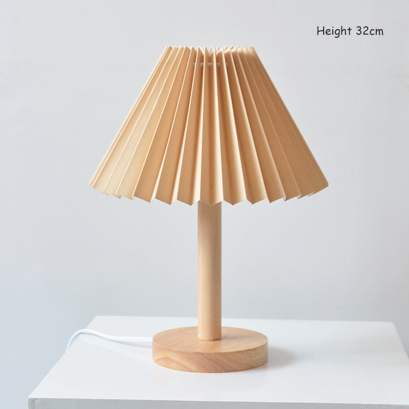 Koreansk Retro Plisserad Bordslampa för Elegant Hembelysning
