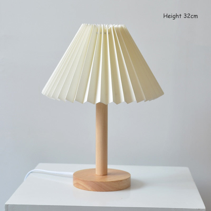 Koreansk Retro Plisserad Bordslampa för Elegant Hembelysning