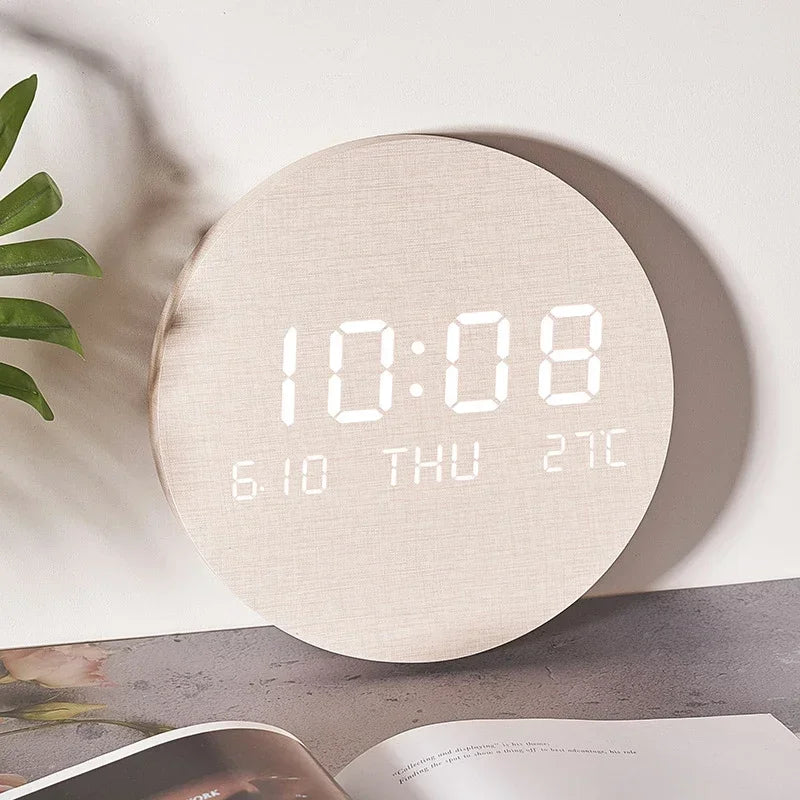 LED Digital Väckarklocka med Temperatur Datum Tid för Heminredning