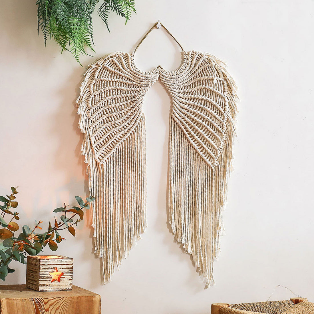 Macrame Änglavingar Väggdekoration för Boho Rum Stil