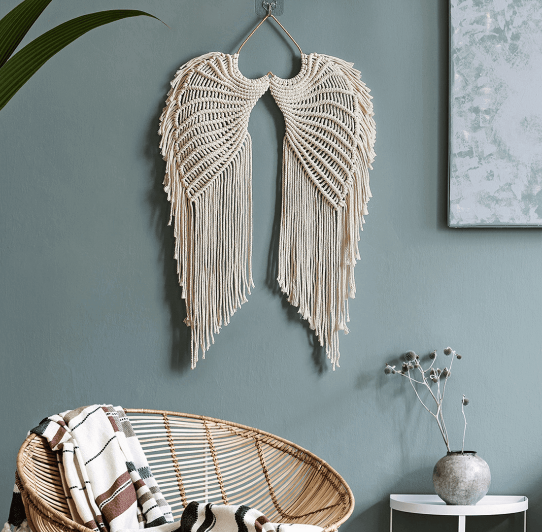 Macrame Änglavingar Väggdekoration för Boho Rum Stil
