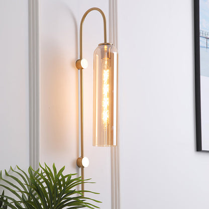 Mid Century Gooseneck Vägglampa Med Flöjt Glas Skärm