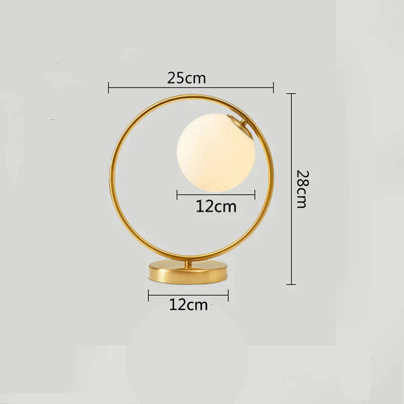 Modern glasglob bordslampa med varmt ambient ljus