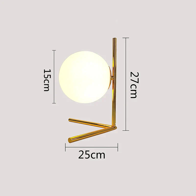 Modern glasglob bordslampa med varmt ambient ljus