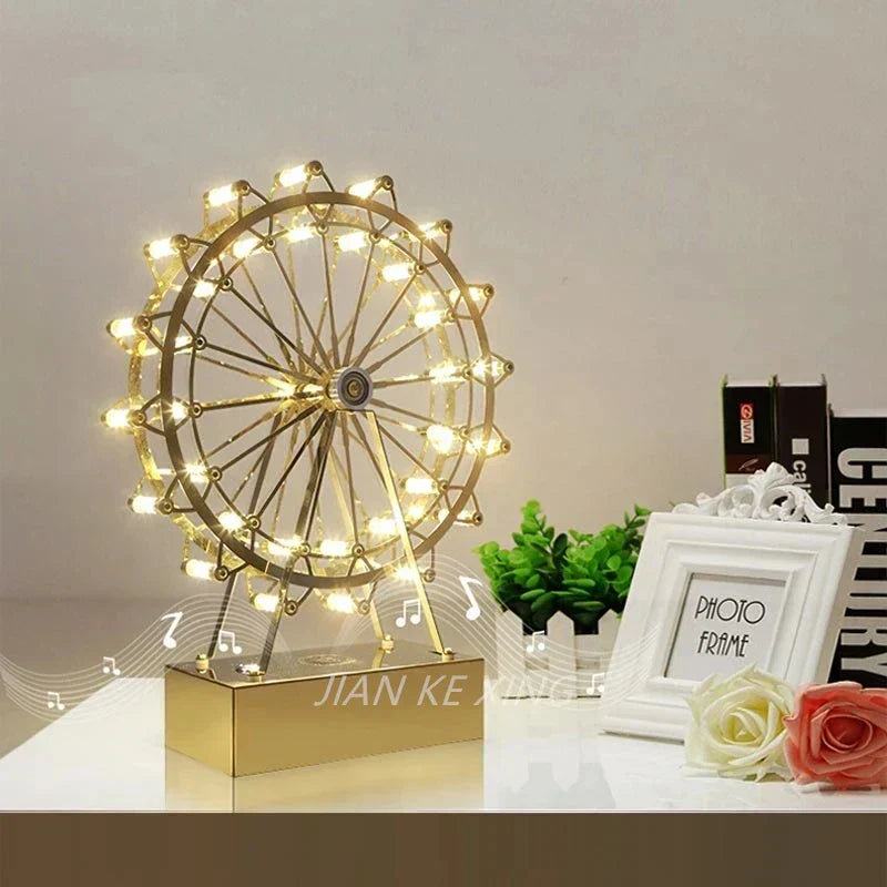 LumiSpin - LED Kälkafyllt Bor avlampa med Musikfunktion, Dimbar Retro Skrivbordslampa