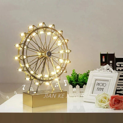LumiSpin - LED Kälkafyllt Bor avlampa med Musikfunktion, Dimbar Retro Skrivbordslampa