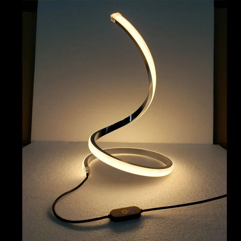 LumiSerpent - LED Bordslampa i Ormsdesign, Dimbar Belysning för Vardagsrum &amp; Sovrum