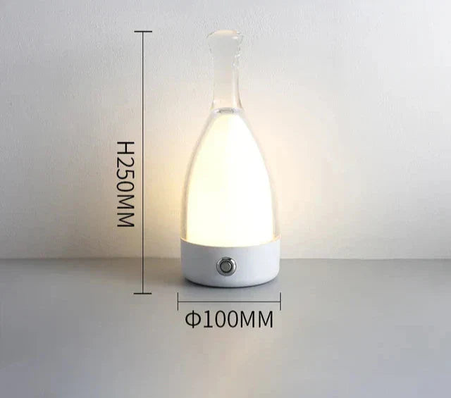 LuxeGlow - Modern Glas Bordslampa med Dimbar LED Belysning