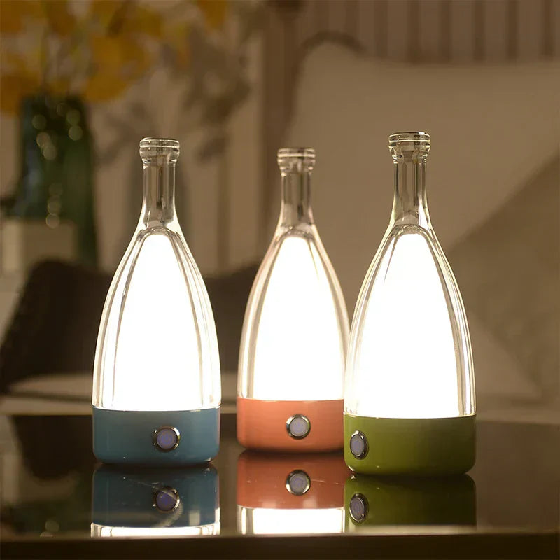 LuxeGlow - Modern Glas Bordslampa med Dimbar LED Belysning
