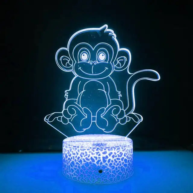 LumiMonkey - 3D LED Nattlampa med Färgförändring och Optisk Illusion