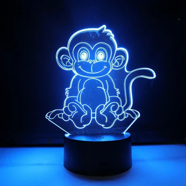 LumiMonkey - 3D LED Nattlampa med Färgförändring och Optisk Illusion