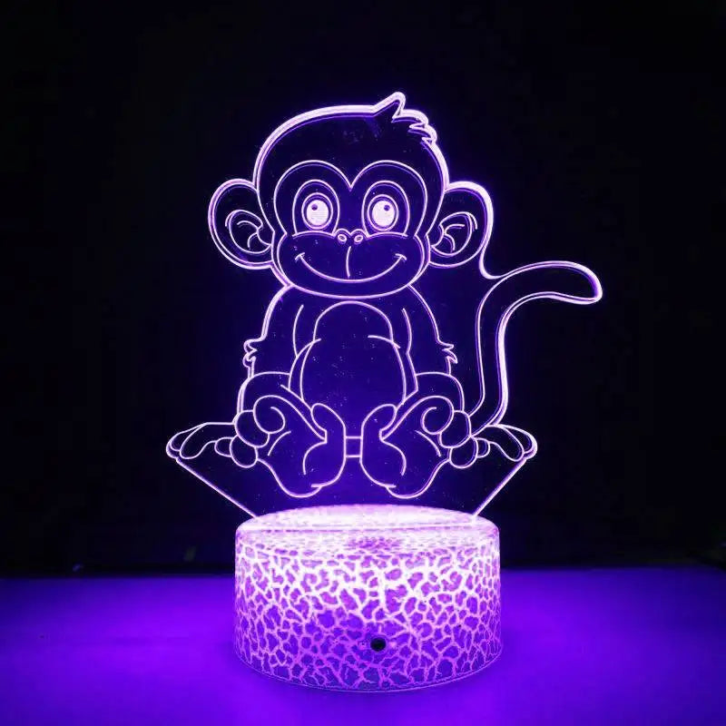LumiMonkey - 3D LED Nattlampa med Färgförändring och Optisk Illusion