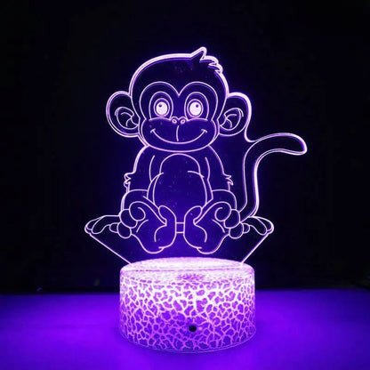LumiMonkey - 3D LED Nattlampa med Färgförändring och Optisk Illusion