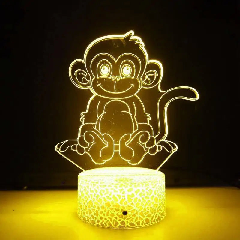 LumiMonkey - 3D LED Nattlampa med Färgförändring och Optisk Illusion