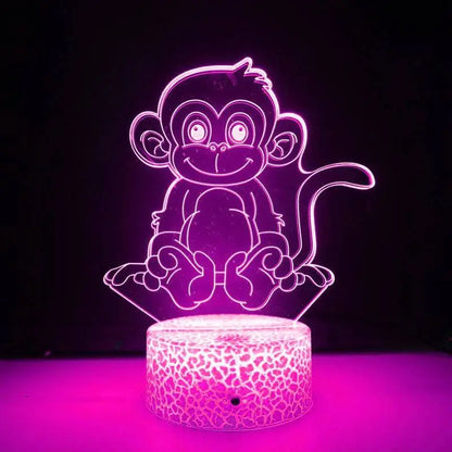 LumiMonkey - 3D LED Nattlampa med Färgförändring och Optisk Illusion