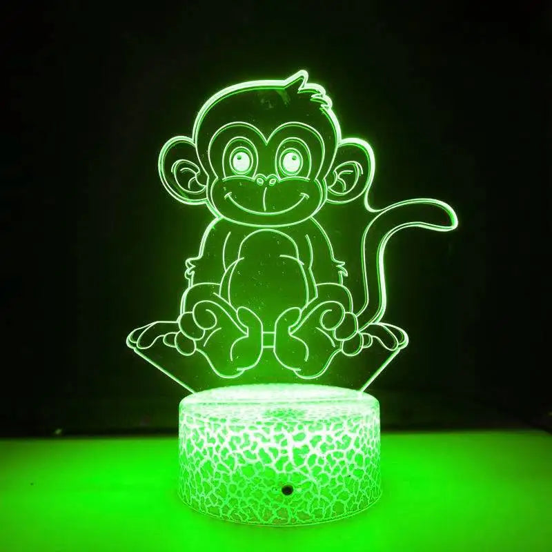 LumiMonkey - 3D LED Nattlampa med Färgförändring och Optisk Illusion