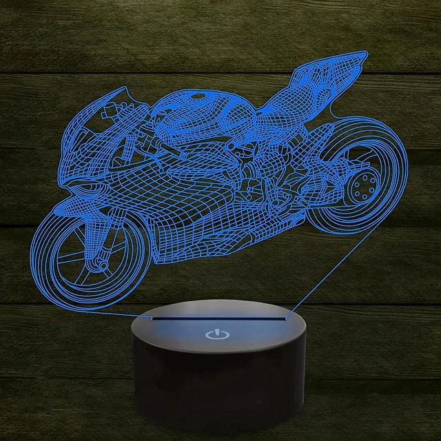 LumiBike - 3D LED Nattlampa med Motor Design för Bikers och Barnrum Dekoration