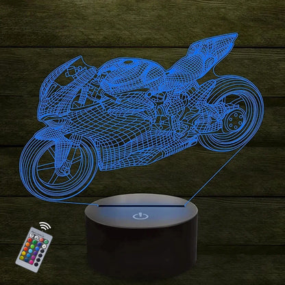 LumiBike - 3D LED Nattlampa med Motor Design för Bikers och Barnrum Dekoration