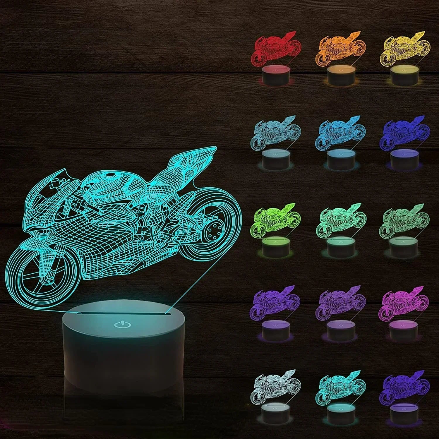 LumiBike - 3D LED Nattlampa med Motor Design för Bikers och Barnrum Dekoration